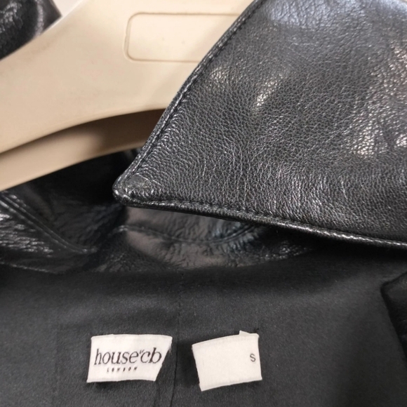 HOUSE OF CB 'Viola' Black Vegan Leather Long Sleeve Midi Dress Button-Down Dress - Picture 4 of 8